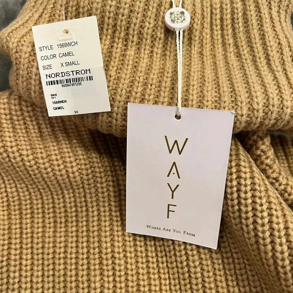 NEW WAYF Turtleneck Sweater Dress Long Sleeves Camel Size XS